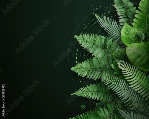 AI analyzing medicinal properties of rainforest plants in a digital interface, green drug, natureinspired medicine photo