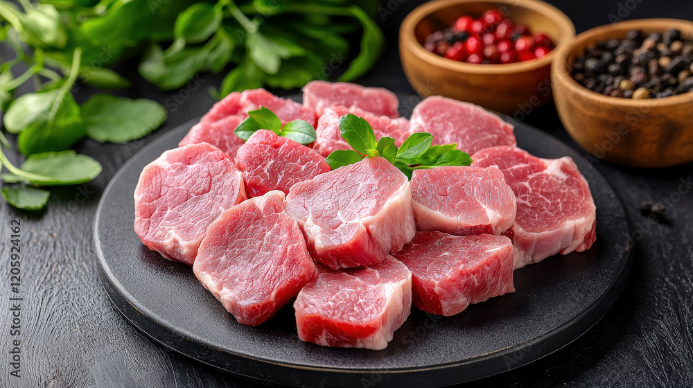 Tender veal served on a plate in an elegant restaurant Tender veal served on a plate in an elegant restaurant