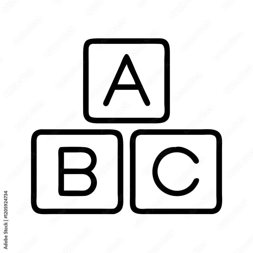 abc blocks icon, abc blocks line art - simple line art of abc blocks, perfect for abc blocks logos and icons