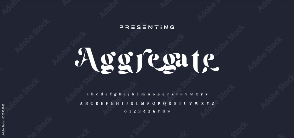 Premium luxury elegant alphabet letters and numbers. Elegant wedding typography classic serif font decorative vintage retro. Creative vector illustration Premium luxury elegant alphabet letters and numbers. Elegant wedding typography classic serif font decorative vintage retro. Creative vector illustration