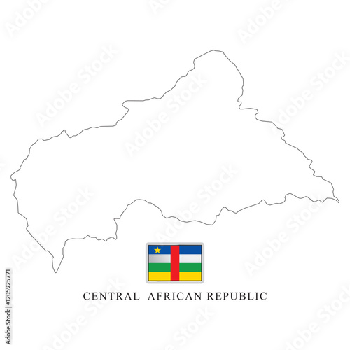 Central African republic map and flag outline vector art