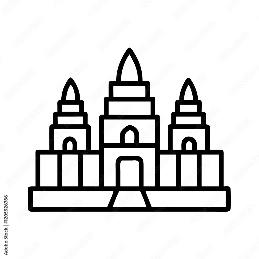 angkor wat icon, angkor wat line art - simple line art of angkor wat, perfect for angkor wat logos and icons angkor wat icon, angkor wat line art - simple line art of angkor wat, perfect for angkor wat logos and icons