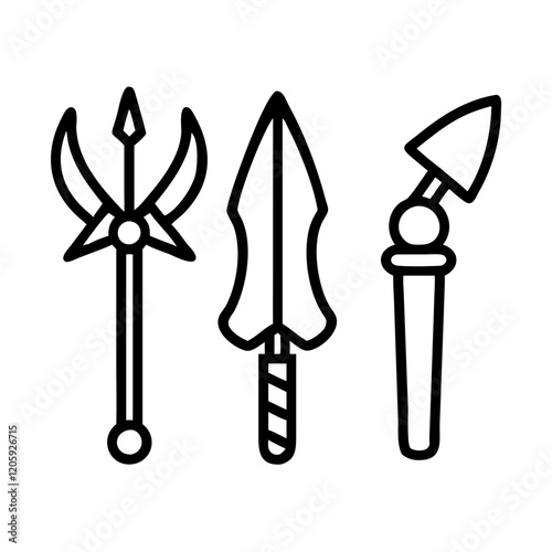 ancient weapons icon, ancient weapons line art - simple line art of ancient weapons, perfect for ancient weapons logos and icons