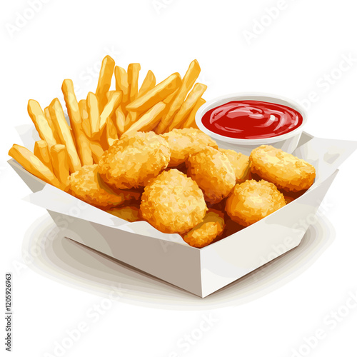 Chicken Nuggets and French Fries Vector Illustration