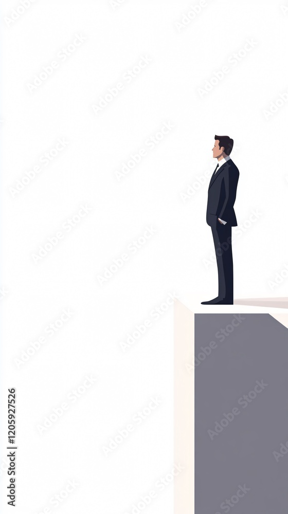 Businessman on the Edge: A Visual Metaphor for Risk, Challenge, and the Pursuit of Success in the Business World Businessman on the Edge: A Visual Metaphor for Risk, Challenge, and the Pursuit of Success in the Business World