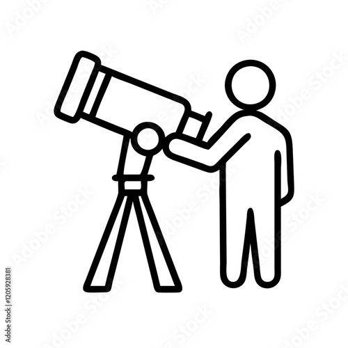 astronomer icon, astronomer line art - simple line art of astronomer, perfect for astronomer logos and icons