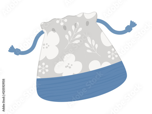 かわいい花柄の巾着袋のイラスト