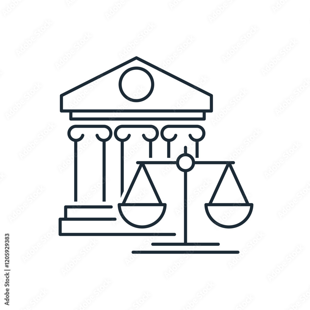 Legislative power. Implementation of new and control compliance with old laws and rules.Vector linear icon isolated on white background. Legislative power. Implementation of new and control compliance with old laws and rules.Vector linear icon isolated on white background.