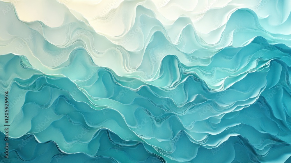 Abstract gradient pattern transitioning from soft aqua to deep blue waves of delicate fabric Abstract gradient pattern transitioning from soft aqua to deep blue waves of delicate fabric