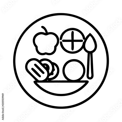 balanced diet plate icon, balanced diet plate line art - simple line art of balanced diet plate, perfect for balanced diet plate logos and icons