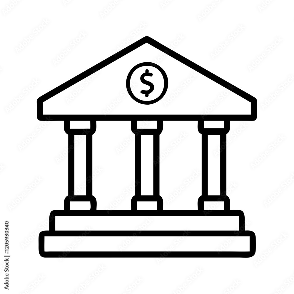 bank icon, bank line art - simple line art of bank, perfect for bank logos and icons bank icon, bank line art - simple line art of bank, perfect for bank logos and icons