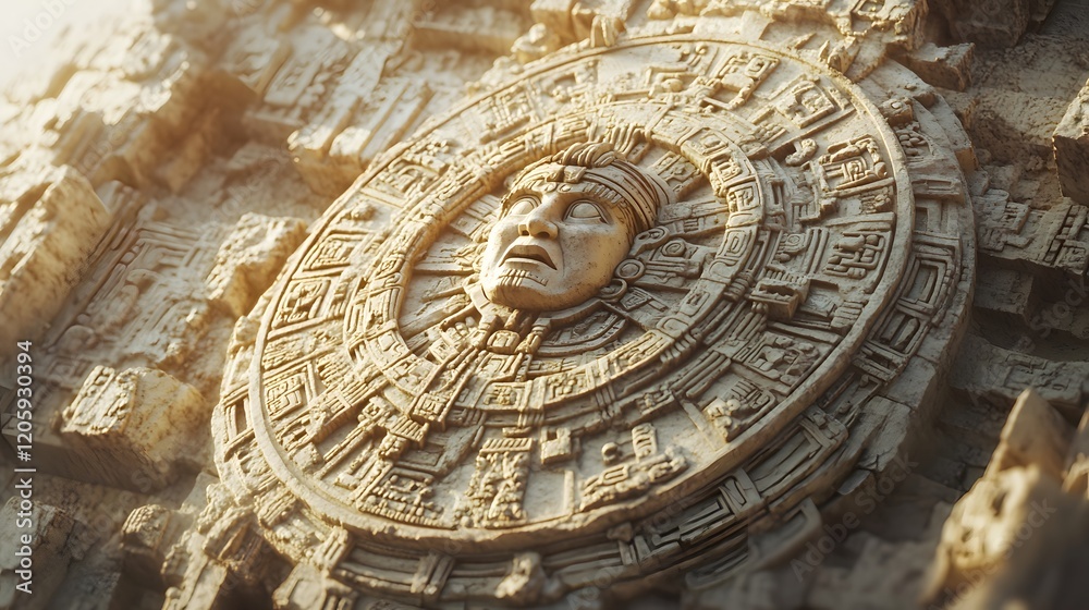 Ancient Mayan Stone Carving Depicting a Face Ancient Mayan Stone Carving Depicting a Face