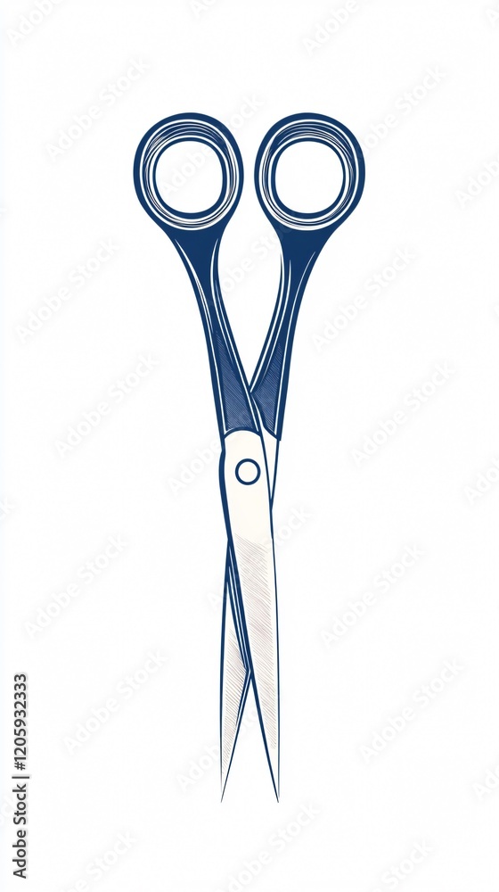 Open Scissors: A Detailed Illustration of Sharp Blades and Cutting Precision on a White Background Open Scissors: A Detailed Illustration of Sharp Blades and Cutting Precision on a White Background