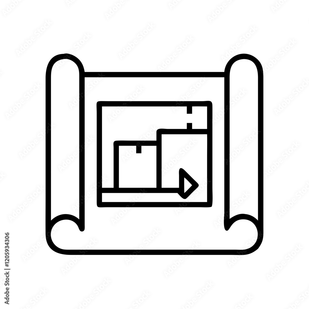 blueprint icon, blueprint line art - simple line art of blueprint, perfect for blueprint logos and icons