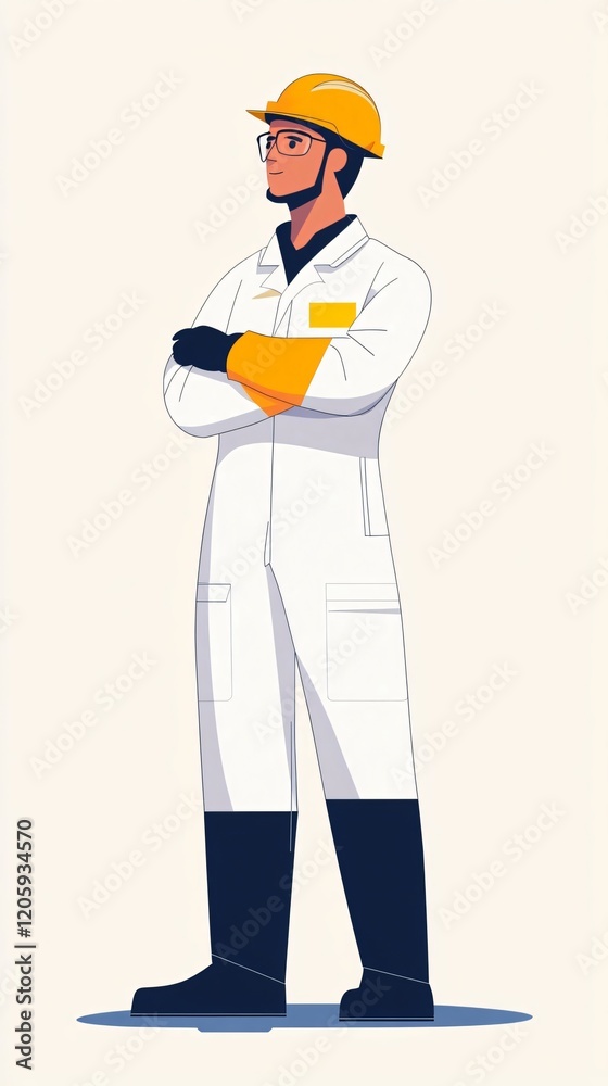 Confident Industrial Worker in Safety Gear - A Symbol of Expertise and Professionalism in the Manufacturing Sector Confident Industrial Worker in Safety Gear - A Symbol of Expertise and Professionalism in the Manufacturing Sector