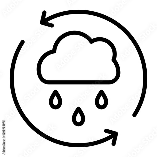 Rainwater Harvesting System Icon Line