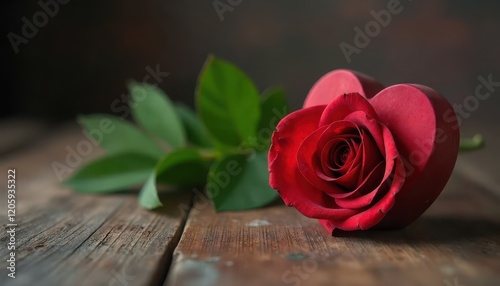 Single red rose. With copy space. Celebration Wedding, Birthday, Mothers Day, Valentine's Day, Chocolate Day.