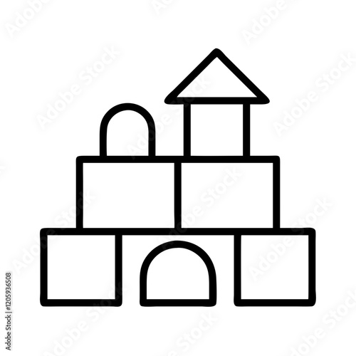 building blocks icon, building blocks line art - simple line art of building blocks, perfect for building blocks logos and icons