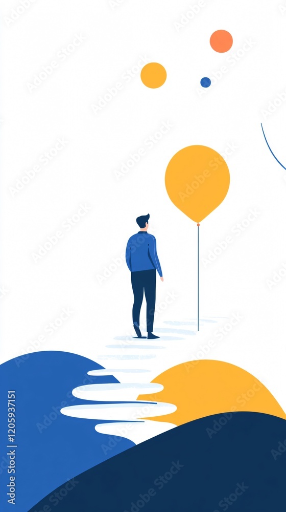 Abstract Journey of the Mind: Man with Balloon Contemplates the Ethereal Path. Explore themes of introspection, dreams, and the pursuit of aspirations. Abstract Journey of the Mind: Man with Balloon Contemplates the Ethereal Path. Explore themes of introspection, dreams, and the pursuit of aspirations.