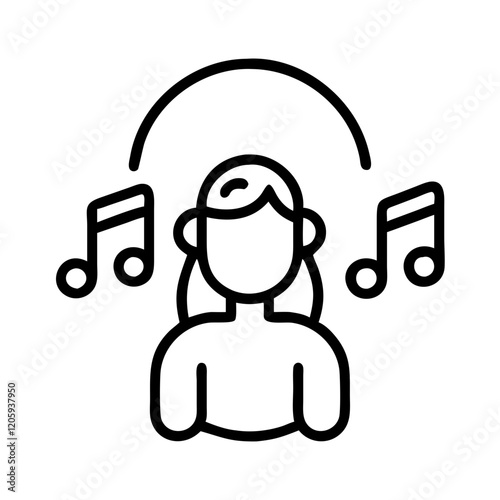 calming music icon, calming music line art - simple line art of calming music, perfect for calming music logos and icons