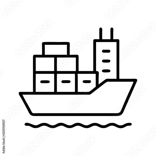 cargo ship icon, cargo ship line art - simple line art of cargo ship, perfect for cargo ship logos and icons