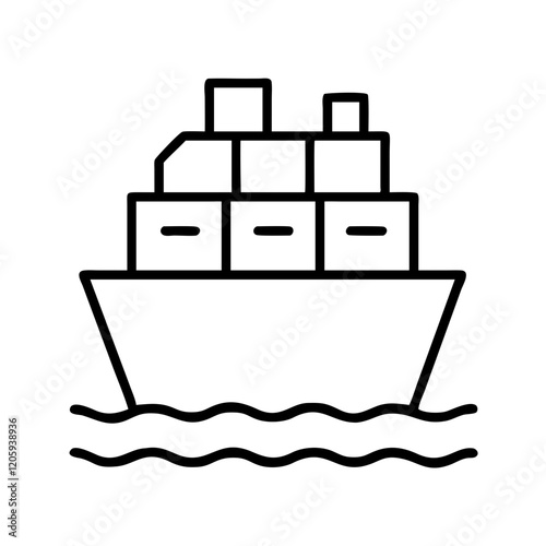 cargo ship icon, cargo ship line art - simple line art of cargo ship, perfect for cargo ship logos and icons