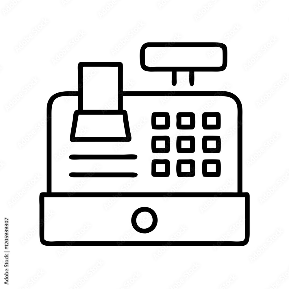 cash register icon, cash register line art - simple line art of cash register, perfect for cash register logos and icons cash register icon, cash register line art - simple line art of cash register, perfect for cash register logos and icons