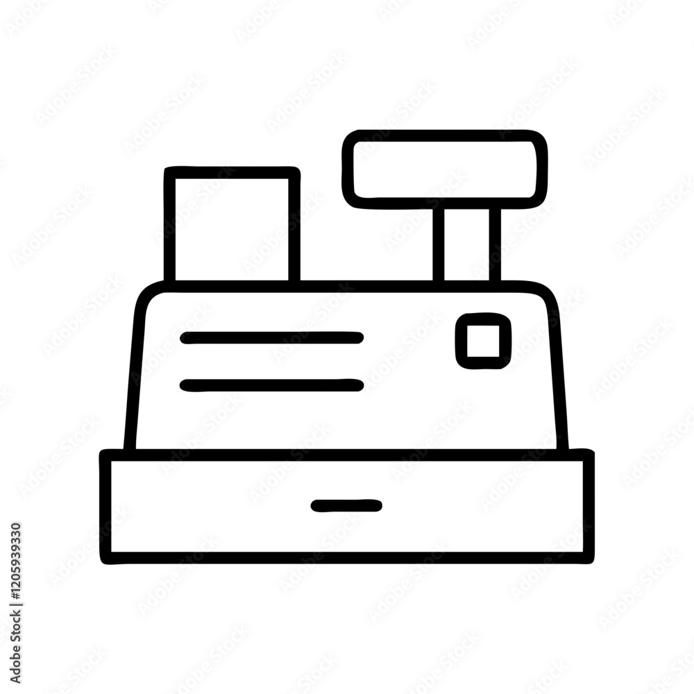 cash register icon, cash register line art - simple line art of cash register, perfect for cash register logos and icons cash register icon, cash register line art - simple line art of cash register, perfect for cash register logos and icons