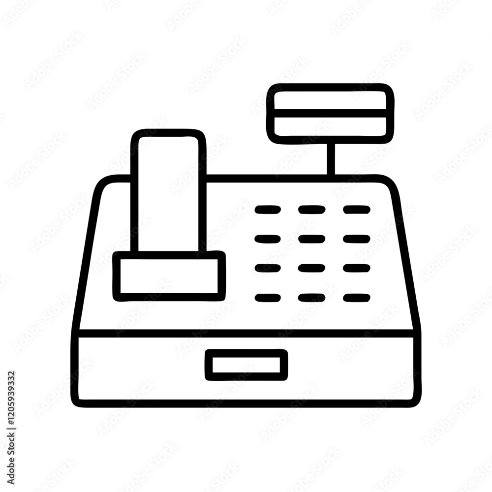 cash register icon, cash register line art - simple line art of cash register, perfect for cash register logos and icons cash register icon, cash register line art - simple line art of cash register, perfect for cash register logos and icons