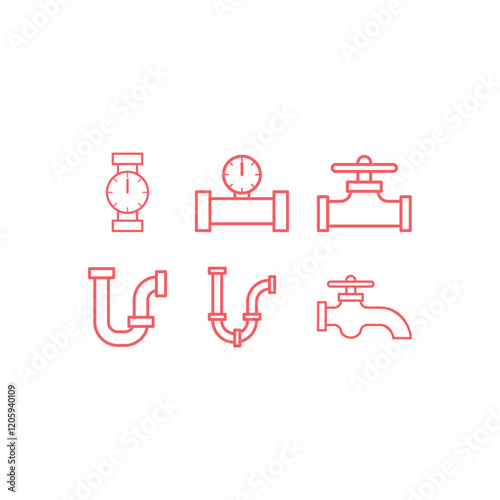 Water pipes icons set isolated vector sign symbol.