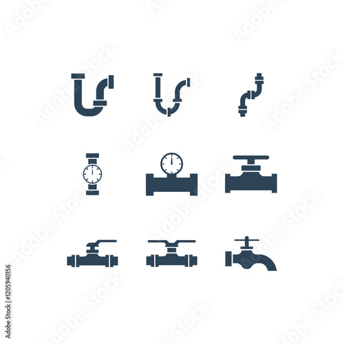 Water pipes icons set isolated vector sign symbol.