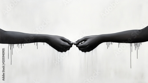 Two hands, one black and one white, interlocked to symbolize love and connection, set against a simple white backdrop