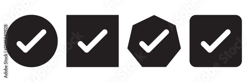 check box icon with correct, accept checkmark icons green tick box, check list circle frame - checkbox symbol sign