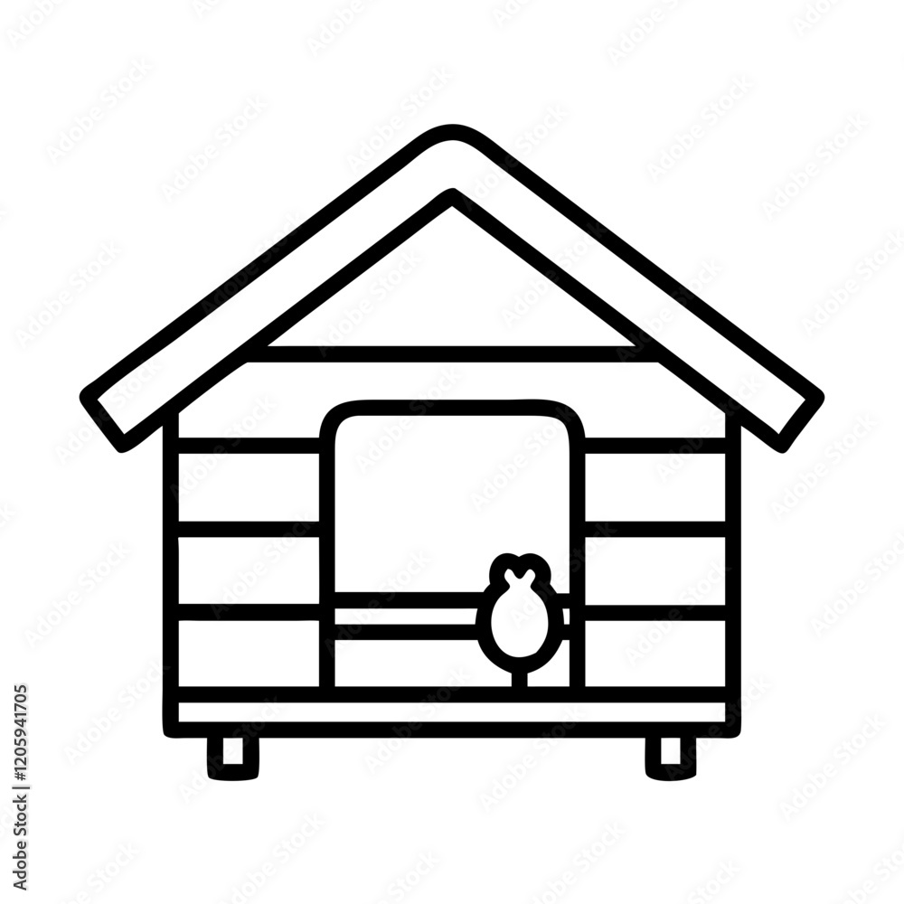chicken coop icon, chicken coop line art - simple line art of chicken coop, perfect for chicken coop logos and icons