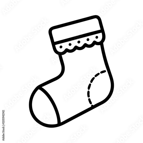 christmas stocking icon, christmas stocking line art - simple line art of christmas stocking, perfect for christmas stocking logos and icons
