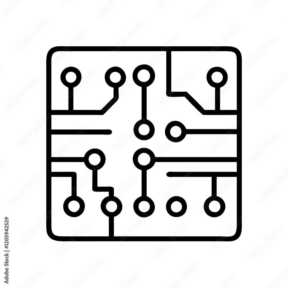 circuit board icon, circuit board line art - simple line art of circuit board, perfect for circuit board logos and icons circuit board icon, circuit board line art - simple line art of circuit board, perfect for circuit board logos and icons