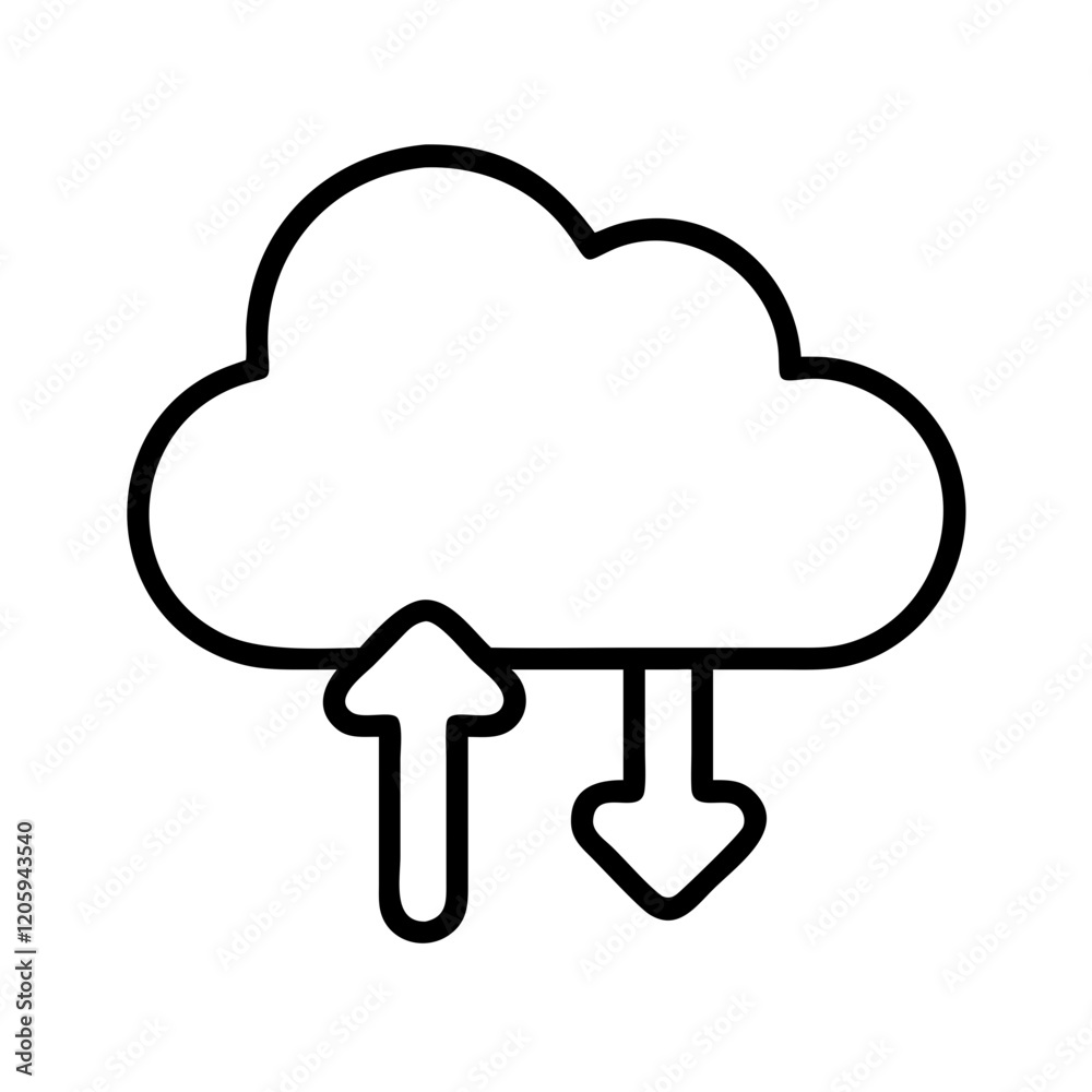 cloud icon, cloud line art - simple line art of cloud, perfect for cloud logos and icons