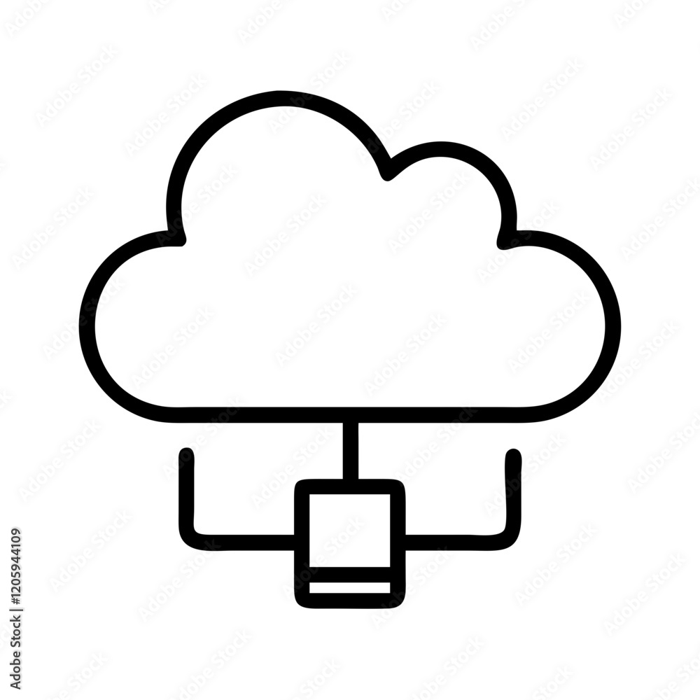 cloud storage icon, cloud storage line art - simple line art of cloud storage, perfect for cloud storage logos and icons