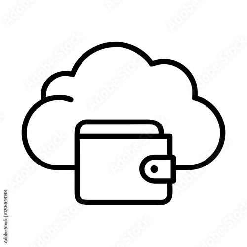 cloud wallet icon, cloud wallet line art - simple line art of cloud wallet, perfect for cloud wallet logos and icons