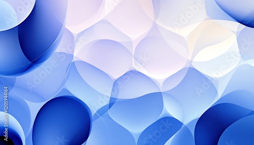 Abstract Blue and White Hexagonal Pattern with Curved Lines