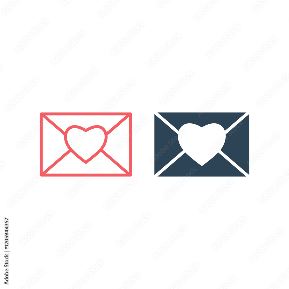 Valentine symbol : Envelope icons set Valentine symbol : Envelope icons set