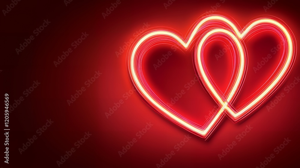 Intertwined Neon Hearts Romantic Red Love Symbol for Valentine s Day Intertwined Neon Hearts Romantic Red Love Symbol for Valentine s Day