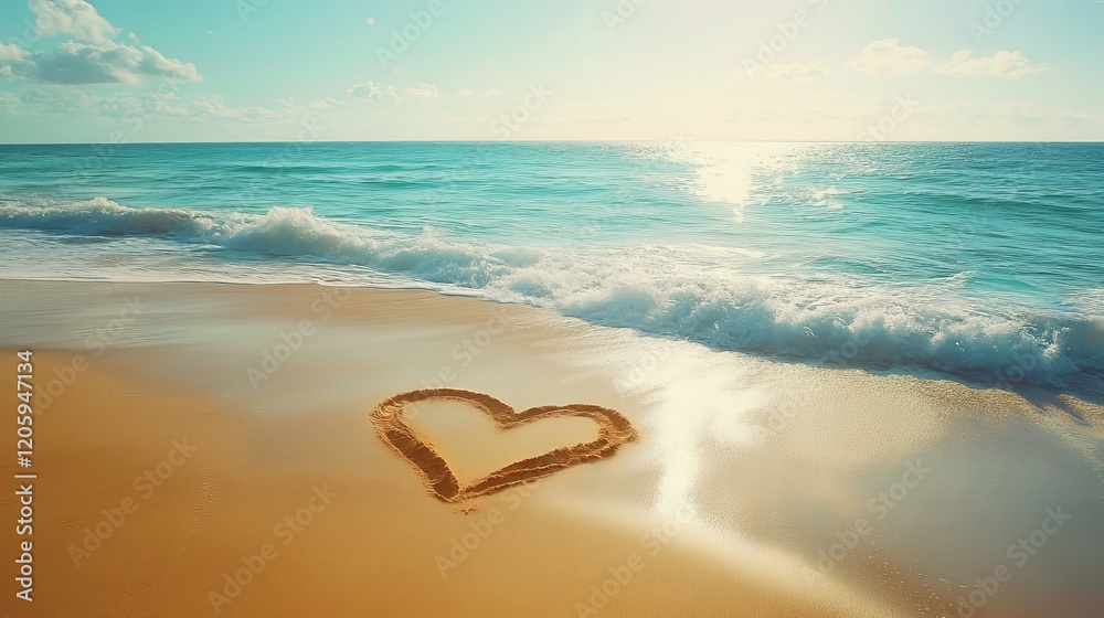 Romantic Heart Shape Drawn in Soft Sandy Beach Emphasizing Love and Connection in Tranquil Seaside Setting Romantic Heart Shape Drawn in Soft Sandy Beach Emphasizing Love and Connection in Tranquil Seaside Setting