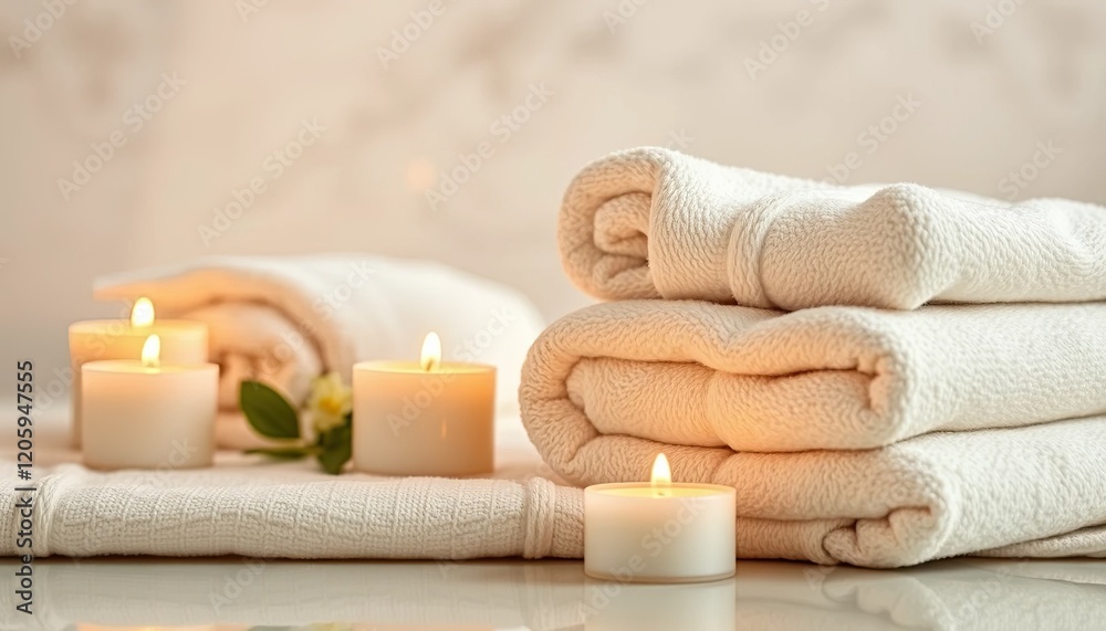 fA cozy spa background featuring soft towels and flickering candleuu fA cozy spa background featuring soft towels and flickering candleuu