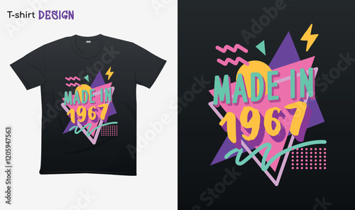 "Made in 1967" Retro vintage 60s - Vintage retro . Vintage retro birthday. Retro vintage color shirt T-shirt mock up vector. Eps 10 vector