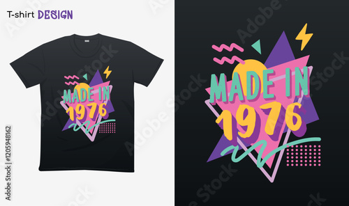 "Made in 1976" Retro vintage 70s - Vintage retro . Vintage retro birthday. Retro vintage color shirt T-shirt mock up vector. Eps 10 vector