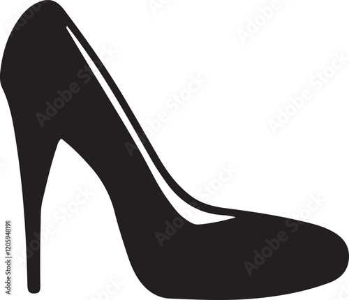 Black women shoe silhouette vector art illustration