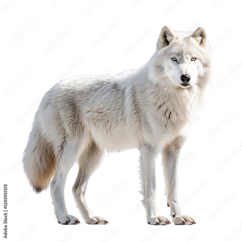 Obraz premium standing arctic wolf isolated on transparent background
