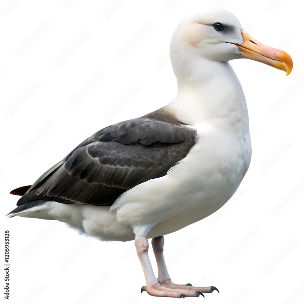 Fototapeta premium Majestic Albatross in Flight: A Stunning White Background Image for Design Projects bird ocean avian