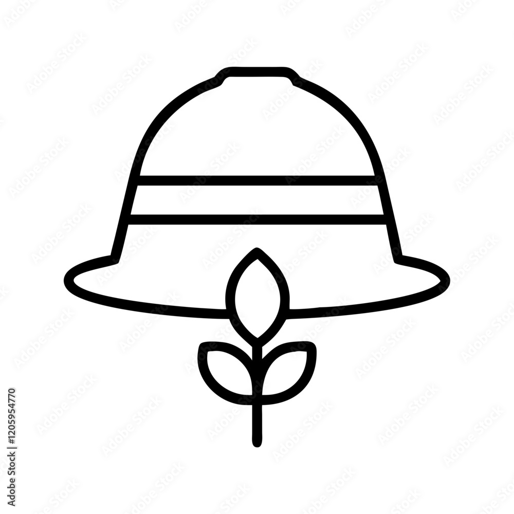 farmer hat icon, farmer hat line art - simple line art of farmer hat, perfect for farmer hat logos and icons